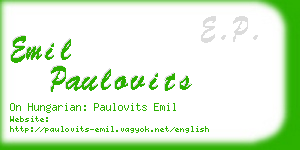 emil paulovits business card